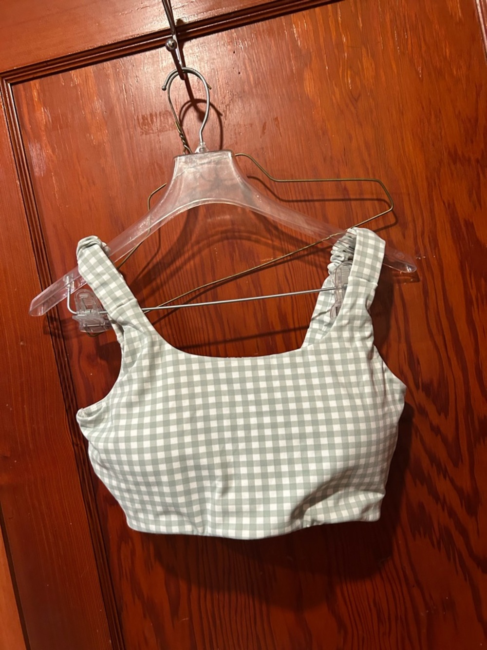 Astoria activewear green and white plaid sports bra large